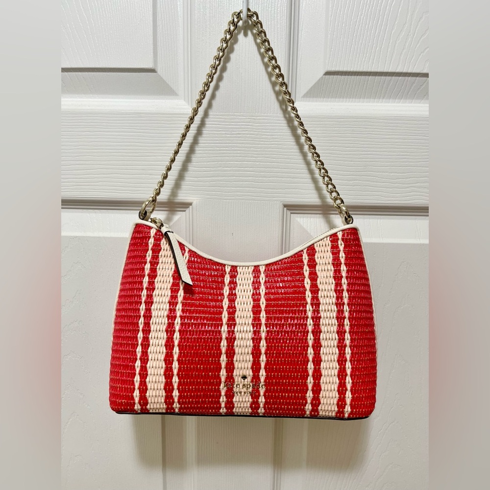Kate Spade Red and White Striped Shoulder Bag